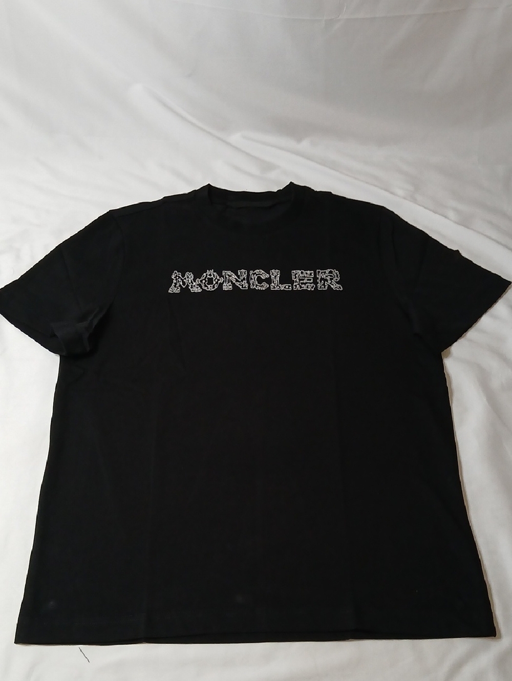 Moncler Black Crewneck T-Shirt with White Logo Detail